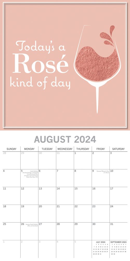 Rose – 2024 Square Wall Calendar 16 Month Food Planner Wine Beer Planner Gift