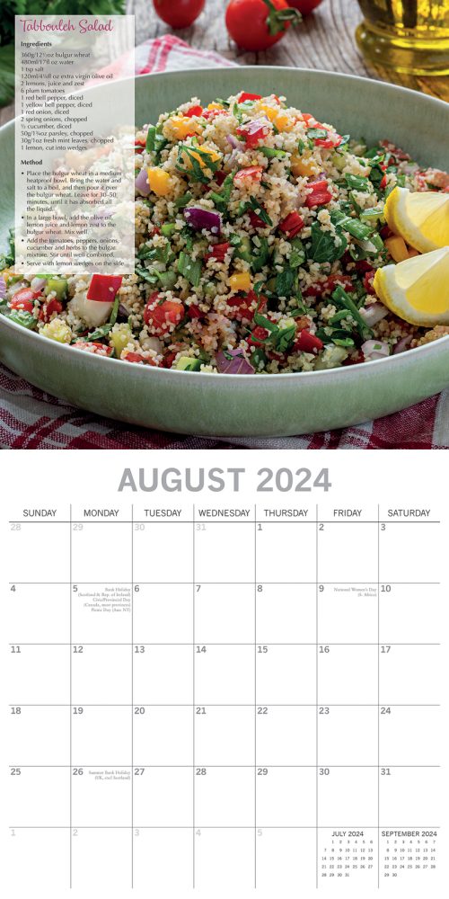Tasty Vegetarian Recipes – 2024 Square Wall Calendar 16 Months Food Planner Gift