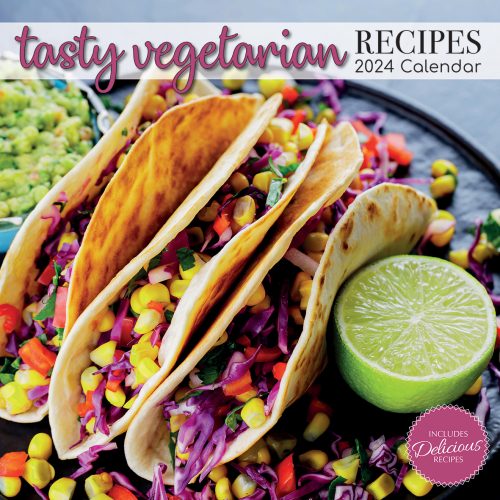 Tasty Vegetarian Recipes – 2024 Square Wall Calendar 16 Months Food Planner Gift