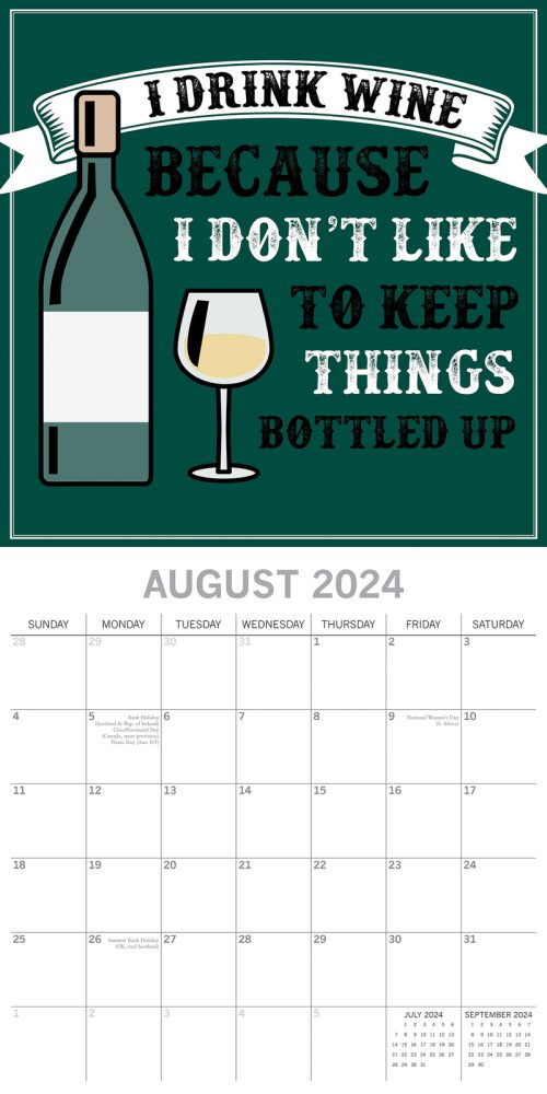 Wine Signs – 2024 Square Wall Calendar 16 Months Planner Christmas New Year Gift