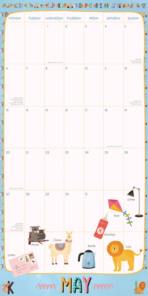 My Family Organiser Unicorn – 2024 Square Wall Calendar 16 Months School Planner