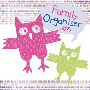 Owls Family Organiser - 2024 Square Wall Calendar 16 Month School Planner Birds