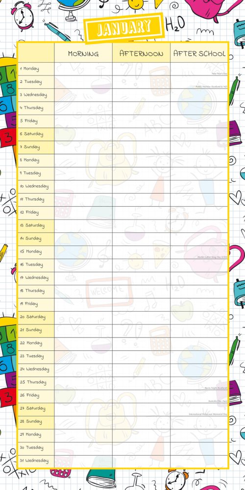 School Planner – 2024 Square Wall Calendar 16 Months Planner Xmas New Year Gift