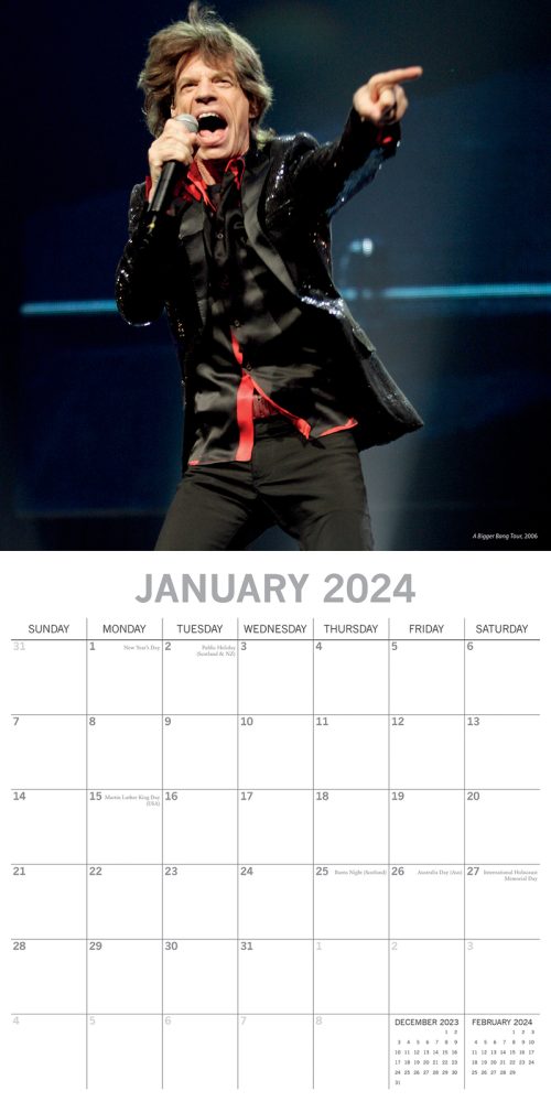 Rolling Stones – 2024 Square Wall Calendar 16 Months Planner Xmas New Year Gift