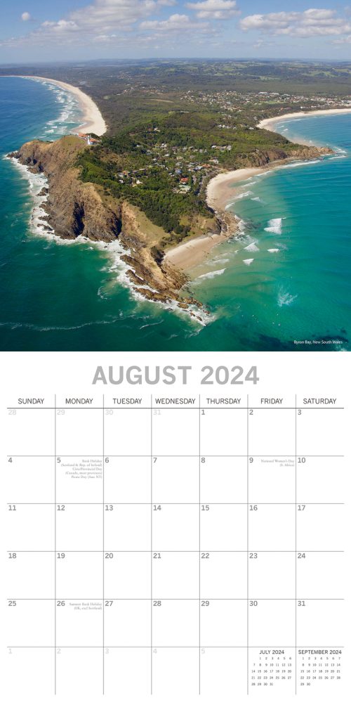 Coastlines of Australia 2024 Square Wall Calendar 16 Month Planner New Year Gift