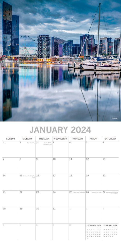 Melbourne – 2024 Square Wall Calendar 16 Months Planner Christmas New Year Gift