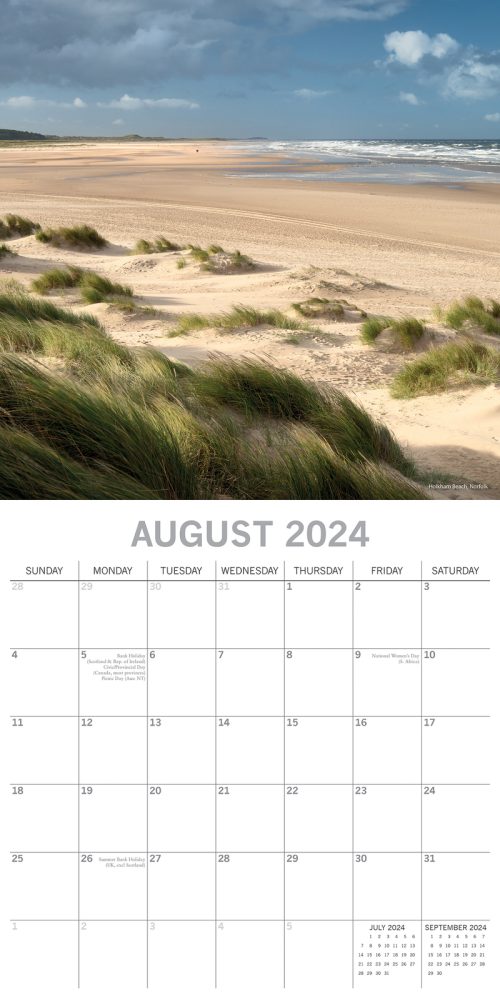 Coastlines of Britain – 2024 Square Wall Calendar 16 Months Premium Planner Gift