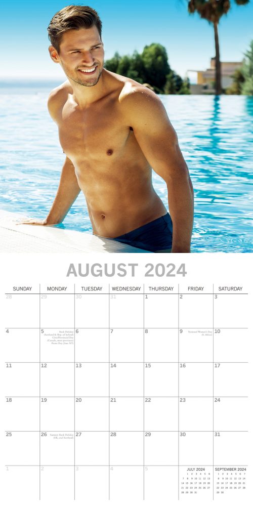 Hunks in Trunks – 2024 Square Wall Calendar 16 Months Planner Xmas New Year Gift