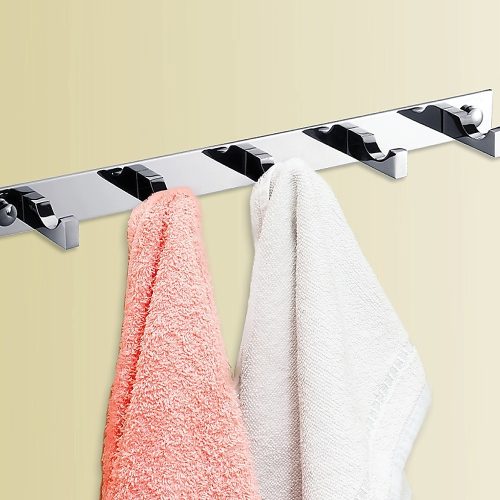 5-Hook Bathroom Robe and Towel Rail Bar Rack