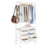 Metal Open Wardrobe Modern Storage Cabinet Tall Clothes Drawers Hanger Coat Rack