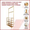 Large Wooden 5 Tiers Hat Coat Stand Clothes Shoe Rack Hanger Hooks Shelf Storage