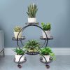 4 Layer 6 Pots Flower Holder Plant Stand Shelf 4-Wheel Free Moving Rack