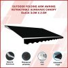 Outdoor Folding Arm Awning Retractable Sunshade Canopy Black 3.0m x 2.5m