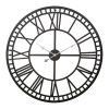 Wall Clock 60CM Large Roman Numerals Round Metal Luxury Wall Clocks Home Decor Black