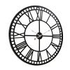 Wall Clock 60CM Large Roman Numerals Round Metal Luxury Wall Clocks Home Decor Black