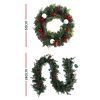 Christmas Garland with Wreath Set LED Lights Xmas Tree Decor