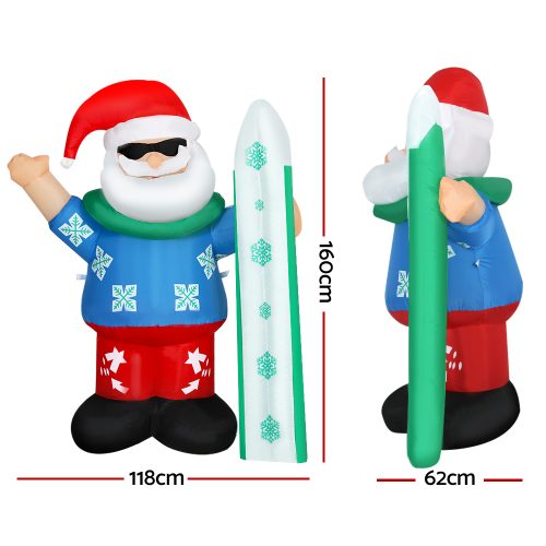 Christmas Inflatable Santa 1.6M Outdoor Xmas Decorations Lights
