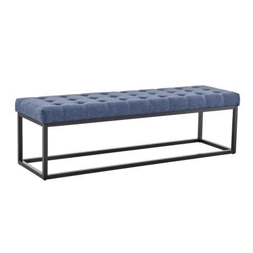 Cameron Button-Tufted Upholstered Bench with Metal Legs