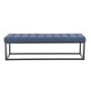 Cameron Button-Tufted Upholstered Bench with Metal Legs – Blue