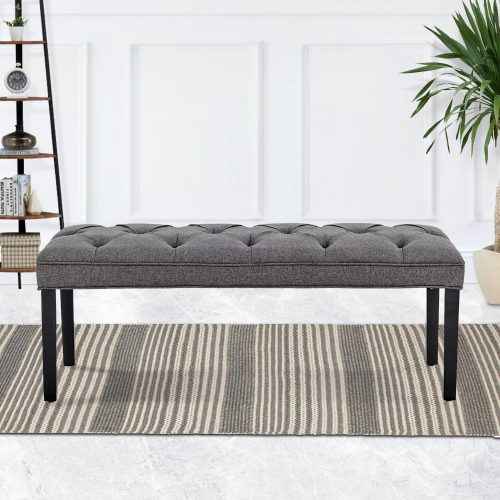 Cate Button-Tufted Upholstered Bench by Sarantino