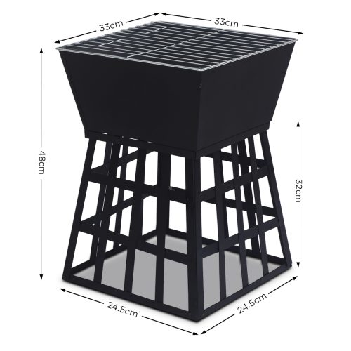 Wallaroo Outdoor Fire Pit for BBQ, Grilling, Cooking, Camping- Portable Brazier with Reversible