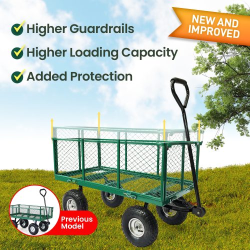 Steel Mesh Garden Trolley Cart – Green