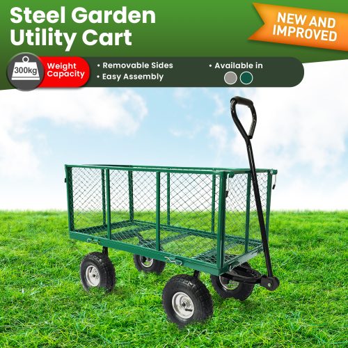 Steel Mesh Garden Trolley Cart – Green