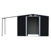 Wallaroo 4x8ft Zinc Steel Garden Shed with Open Storage – Black