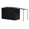 Wallaroo 4x8ft Zinc Steel Garden Shed with Open Storage – Black