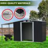 Wallaroo 4x8ft Zinc Steel Garden Shed with Open Storage – Black