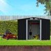 Wallaroo 4x8ft Zinc Steel Garden Shed with Open Storage – Black