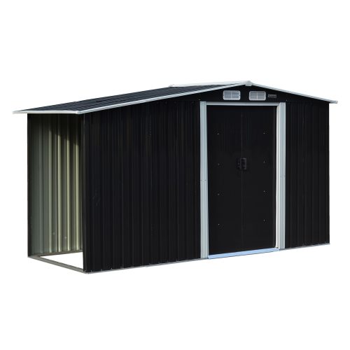 Wallaroo Garden Shed with Semi-Close Storage 4*8FT – Black