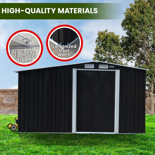 Wallaroo Garden Shed with Semi-Close Storage 4*8FT – Black