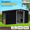 Wallaroo Garden Shed with Semi-Close Storage 4*8FT – Black