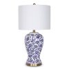 Sarantino Table Lamp Ceramic Floral Base Cotton Drum Shade