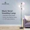 Sarantino 3-Light Black Metal Floor Lamp