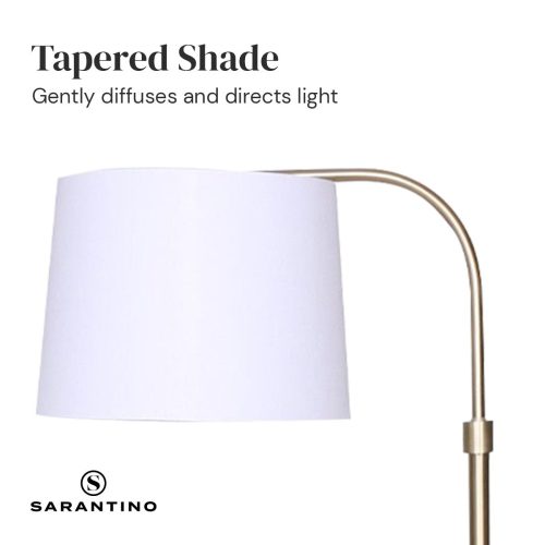 Sarantino Metal Floor Lamp Brass Finish Adjustable Height