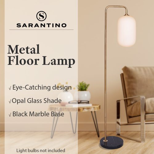Sarantino Metal Floor Lamp With Opal Glass Shade