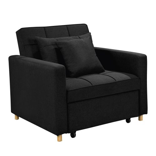 Suri 3-in-1 Convertible Lounge Chair Bed by Sarantino – Black