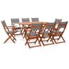 9 Piece Outdoor Dining Set Solid Eucalyptus Wood and Textilene