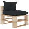 Garden Pallet Middle Sofa with Cushions Wood