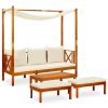 Garden Bench with Canopy and Footrests Solid Acacia Wood