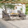 5 Piece Garden Dining Set Poly Rattan and Tempered Glass