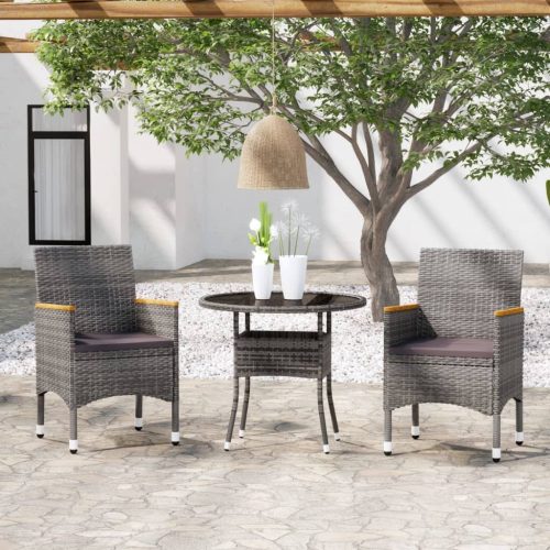 3 Piece Garden Dining Set Poly Rattan