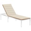 Sun Lounger with Cushion Solid Acacia Wood and Stainless Steel