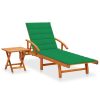 Garden Sun Lounger with Cushion Solid Acacia Wood