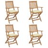Folding Garden Chairs with Cushions Solid Wood Acacia