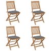 Folding Garden Chairs with Cushions Solid Wood Acacia