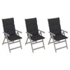 Garden Reclining Chairs with Cushions Solid Acacia Wood