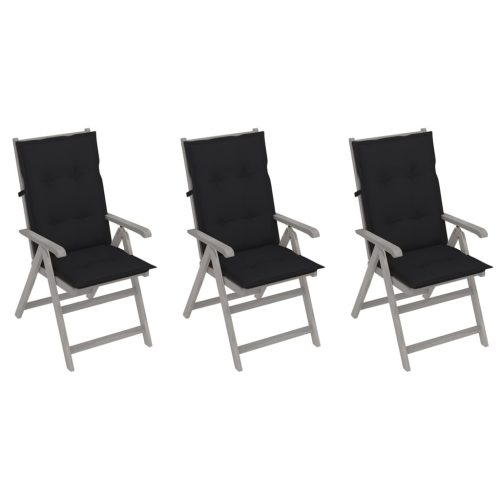 Garden Reclining Chairs with Cushions Solid Acacia Wood